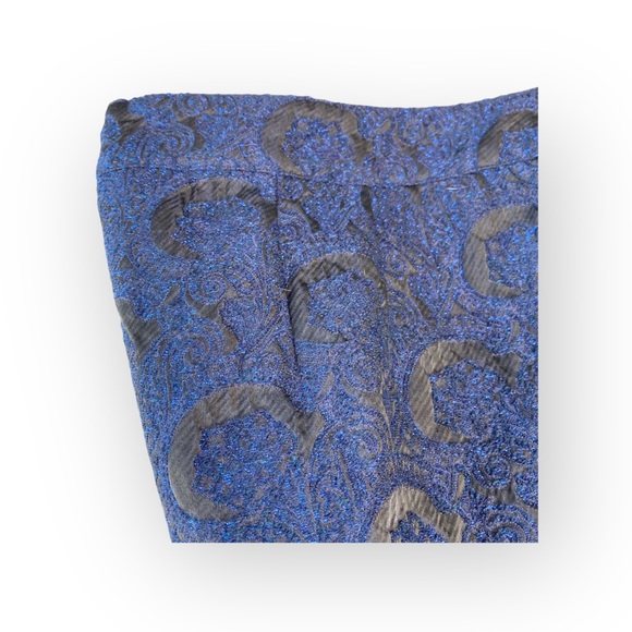 St John Collection ᪥ Luxe Metallic Brocade Dress Pants ᪥ Cobalt Blue ᪥ 12 Large - Picture 5 of 15